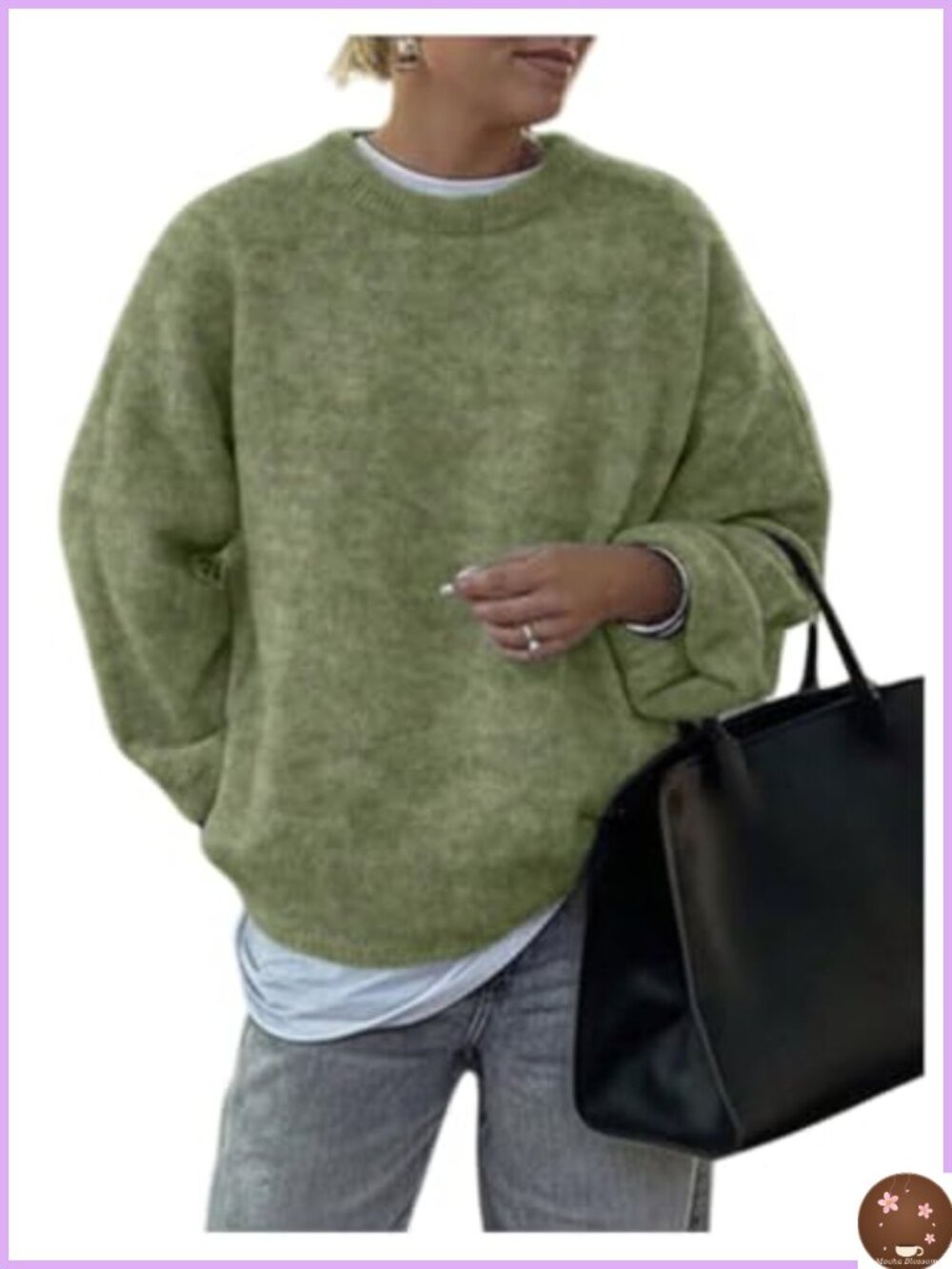 Oversized Fuzzy Pullover Sweater Loose Knit Crew Neck